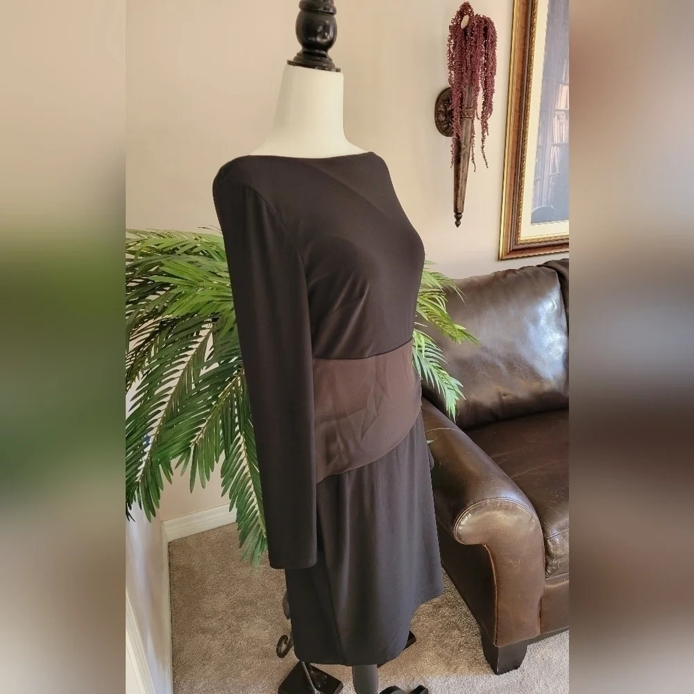 Chaps  Satin Ruffle Sheath Dress - Picture 6 of 9